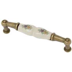 Poignée zamak porcelaine bronze ivoire fleur GIUSTI