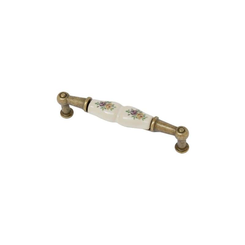 Poignée zamak porcelaine bronze ivoire fleur GIUSTI
