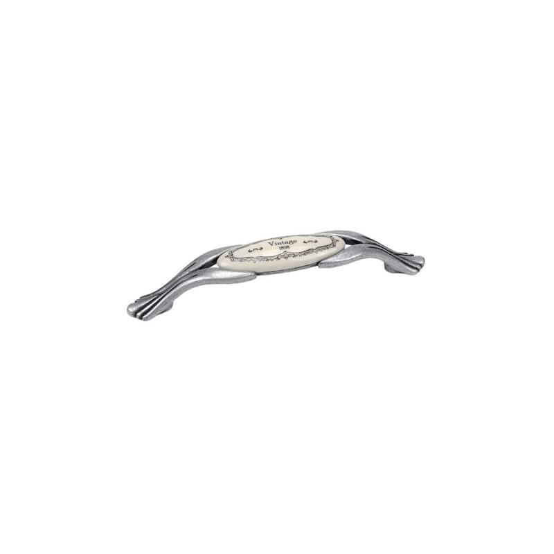 Poignée vintage porcelaine argent vieilli GIUSTI