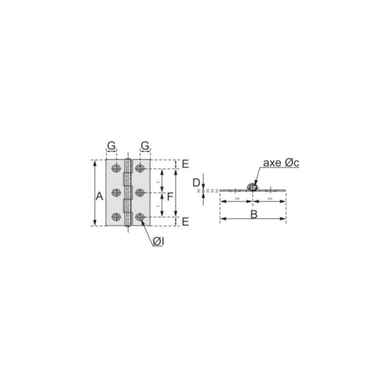 CHARNIERE RECTANGULAIRE A NOEUD ROULE
