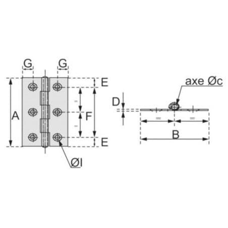 CHARNIERE RECTANGULAIRE A NOEUD ROULE