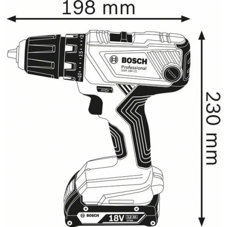 Perceuse visseuse GSR 18V-21 sans fil 2 Ah BOSCH 06019H100A