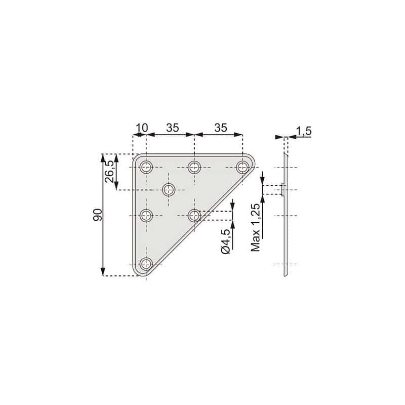 PLATINE TRIANGULAIRE TARAUDEE M8X125