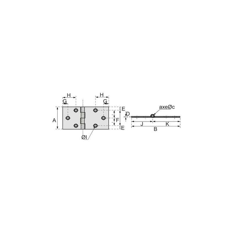 Charnière de table Acier brut double feuille