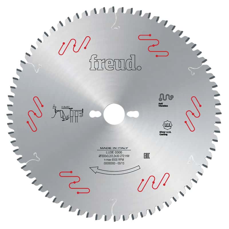 Lame de scie Ø 300 mm - 72 dents TP - panneaux revêtus 2 faces - FREUD F03FS05113