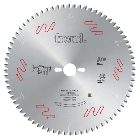 Lame de scie Ø 300 mm - 72 dents TP - panneaux revêtus 2 faces - FREUD F03FS05113