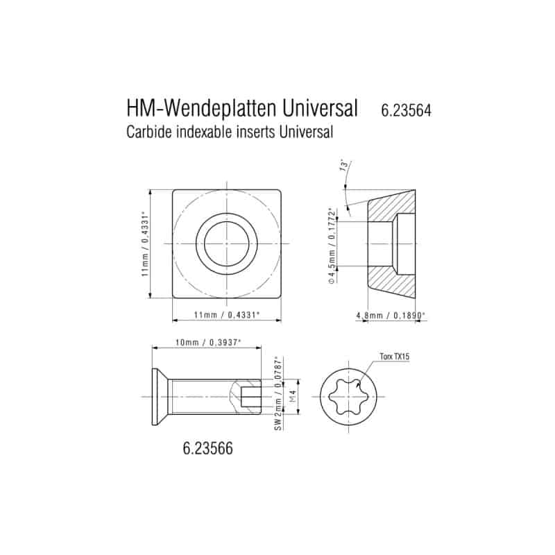 Plaquette réversible carbure universelle x10 pour affleureuse KFM 15-10 F METABO 623564000