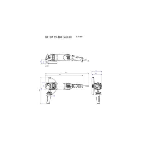 Meuleuse d'angle filaire 1900 W WEPBA 19-180 Quick RT METABO 601099000