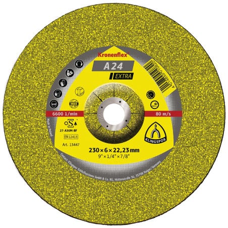Disque à ébarber métal 230 mm A24 Extra KLINGSPOR 13447