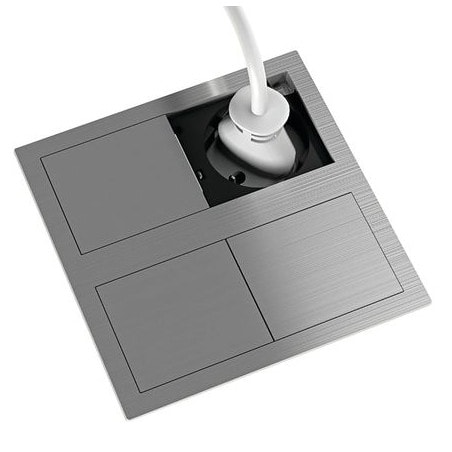Prise carrée Inox brossé - Version double - VERSAHIT