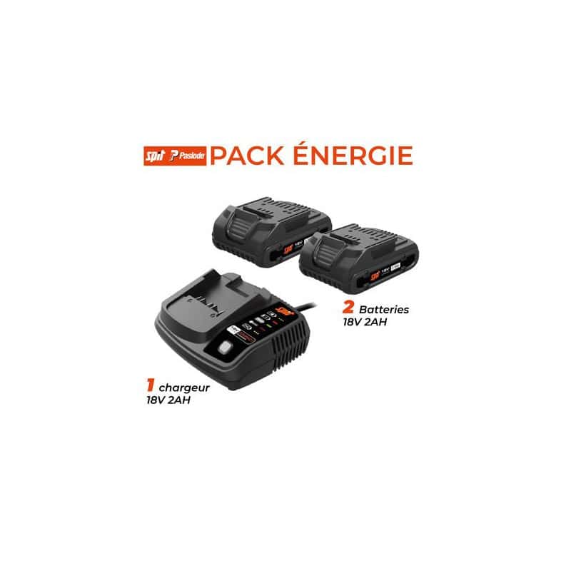 Pack 2 batteries et chargeur 18V - 2 Ah SPIT 054547