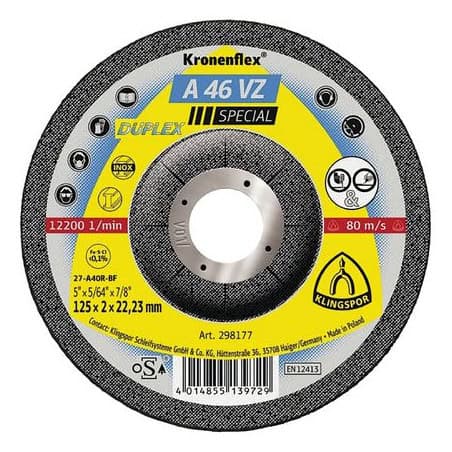 Disque à ébarber et tronçonner 125 mm 2 en 1 A46VZ KLINGSPOR 298177