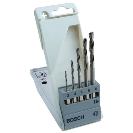 Coffret 5 mèches à bois queue 6 pans BOSCH