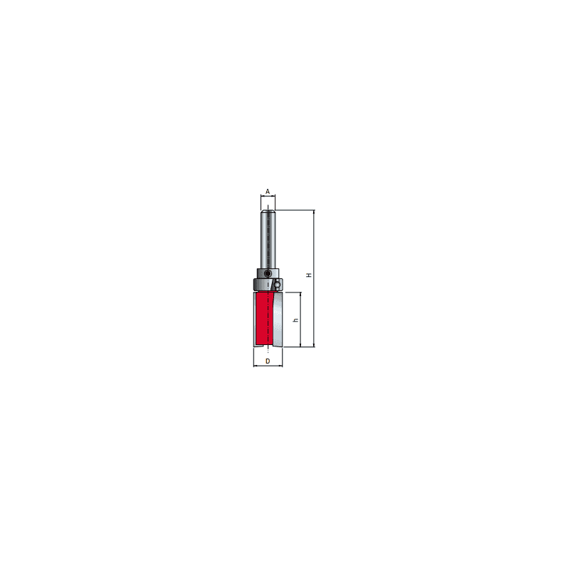 Fraise à affleurer avec roulement supérieur Ø 16 mm - Ø Q8 mm - L 20/60 mm FREUD F03FR02005