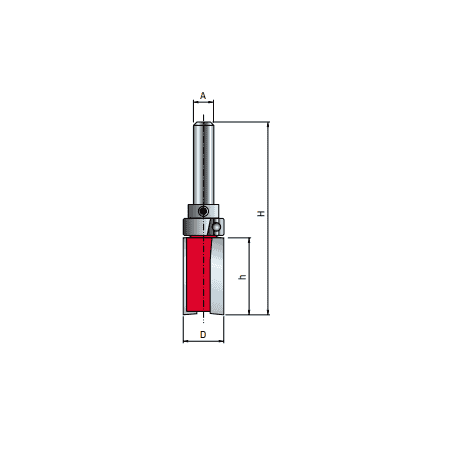 Fraise à affleurer avec roulement supérieur Ø 16 mm - Ø Q8 mm - L 20/60 mm FREUD F03FR02005