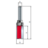 Fraise à affleurer avec roulement supérieur Ø 16 mm - Ø Q8 mm - L 20/60 mm FREUD F03FR02005