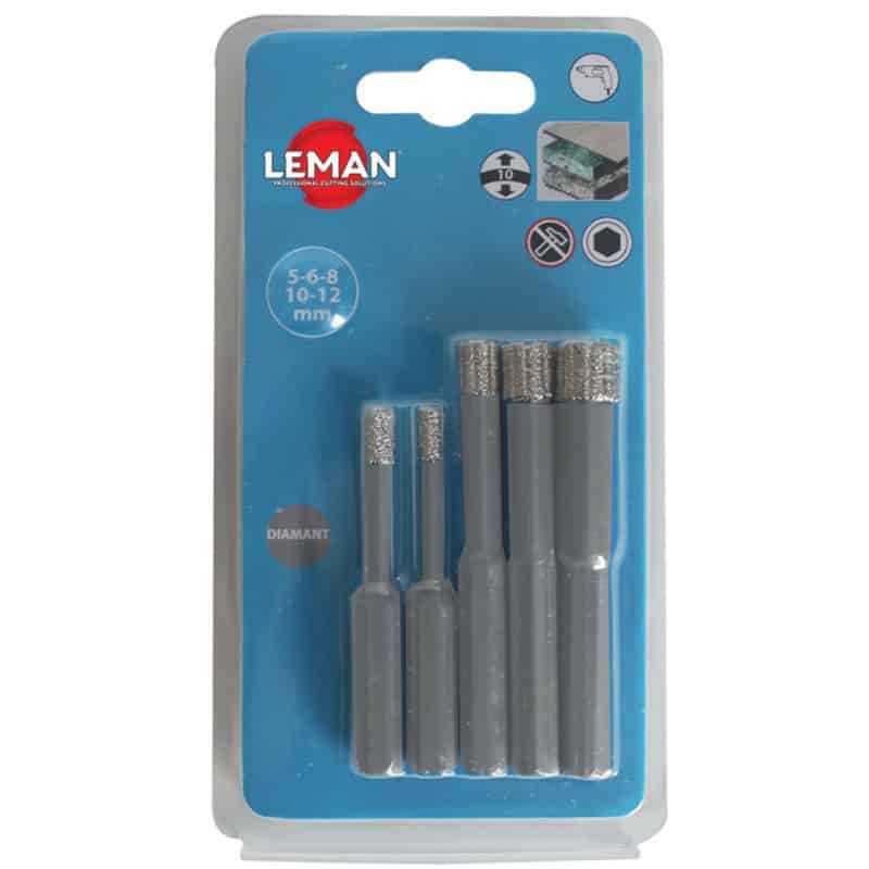 Forets diamantés grès cérame Ø 5 / 6 / 8 / 10 / 12 mm pour perceuse LEMAN 6500.05