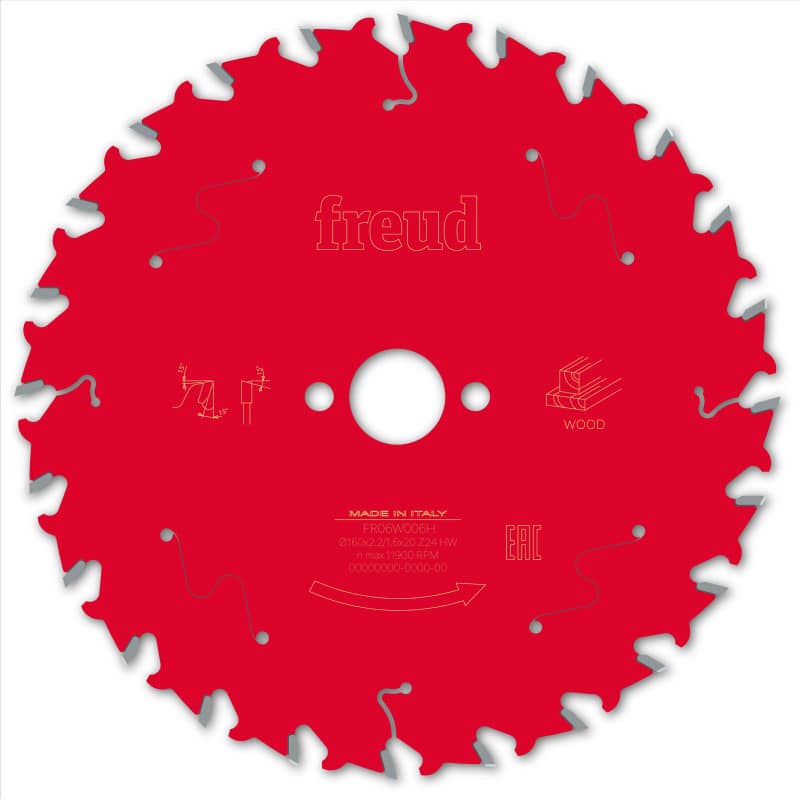 Lame bois pour scie circulaire - Ø 160 mm - AL 20 mm - 24 dents - E 1,6/2,2 mm FREUD F03FS09678