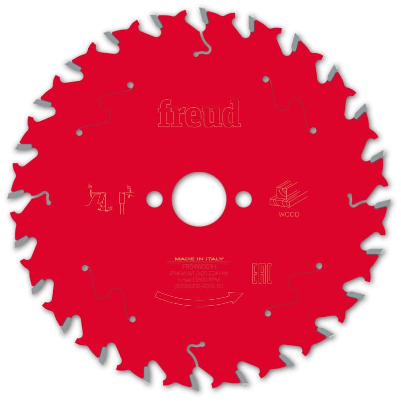 Lame bois Ø 140 mm - AL 20 mm - E 1,8/1,3 mm - 24 dents FREUD F03FS09667