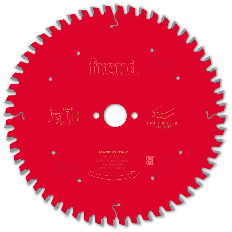 Lame HPL Ø 190 mm - AL 20 mm - 56 dents - E 2,6/1,6 mm FREUD F03FS09867