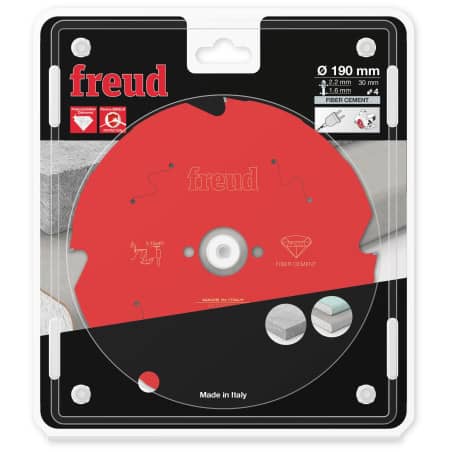 Lame fibrociment Ø 190 mm - AL 30 mm - E 2,2/1,6 mm - 4 dents FREUD F03FS09842