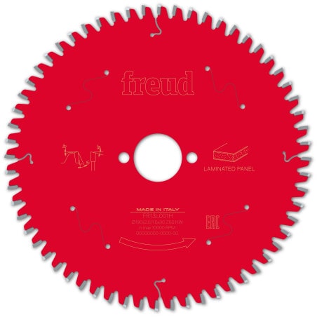 Lame panneaux mélaminés Ø 190 mm - AL 30 mm - E 2,6/1,6 mm - 60 dents FREUD F03FS09802