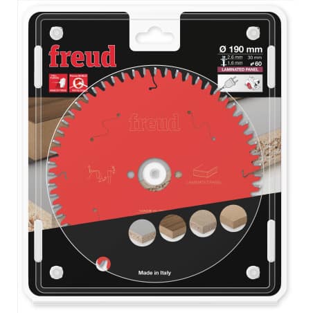 Lame panneaux mélaminés Ø 190 mm - AL 30 mm - E 2,6/1,6 mm - 60 dents FREUD F03FS09802