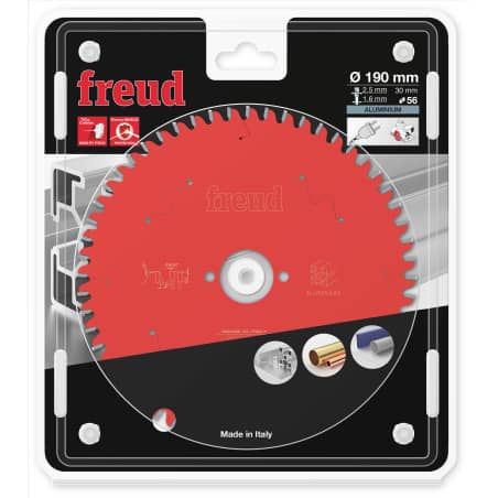 Lame alu / PVC Ø 190 mm - AL 30 mm - E 2,5/1,6 mm - 56 dents FREUD F03FS09815