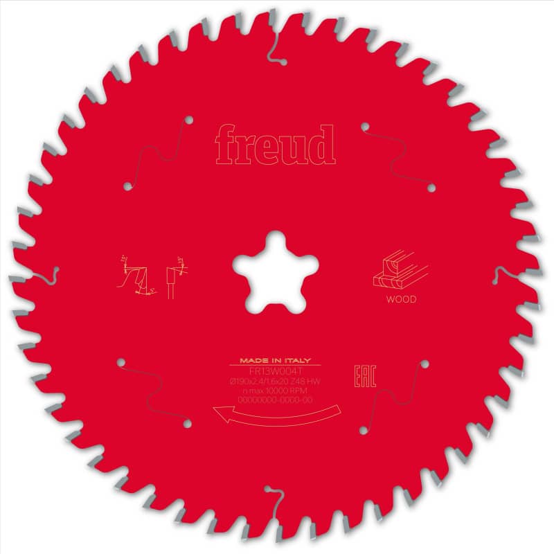 Lame bois Ø 190 mm - AL étoile FastFix - E 2,4/1,6 mm - 48 dents FREUD F03FS09770