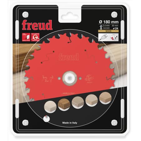 Lame bois Ø 180 mm - AL 30 mm - E 2,4/1,6 mm - 24 dents FREUD F03FS09698