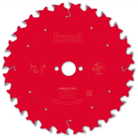Lame bois Ø 180 mm - AL Ø 20 mm - 24 dents - E 2,4/1,6 mm - FREUD F03FS09696