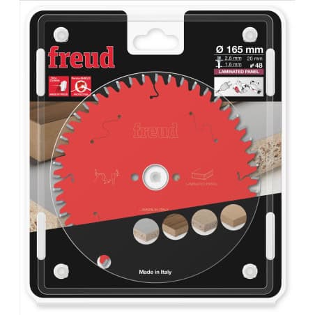 Lame mélaminé Ø 165 mm - AL 20 mm - E 2,6/1,6 mm - 48 dents FREUD F03FS09800