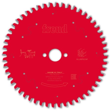 Lame alu / PVC Ø 165 mm - AL 20 mm - E 2,5/1,6 mm - 52 dents FREUD F03FS09809