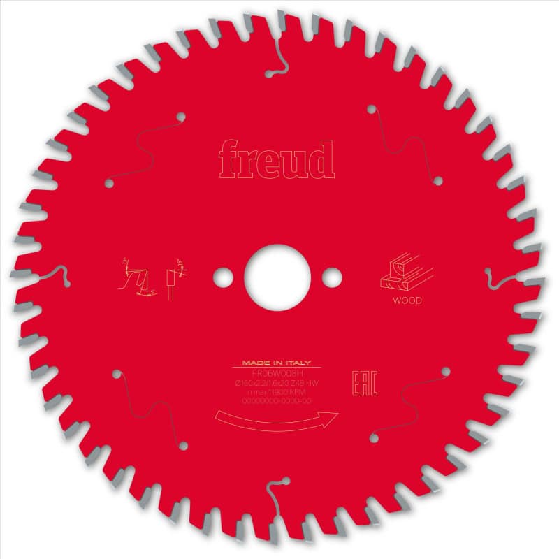 Lame bois Ø 160 mm - AL Ø 20 mm - 48 dents - E 2,2/1,6 mm - FREUD F03FS09680