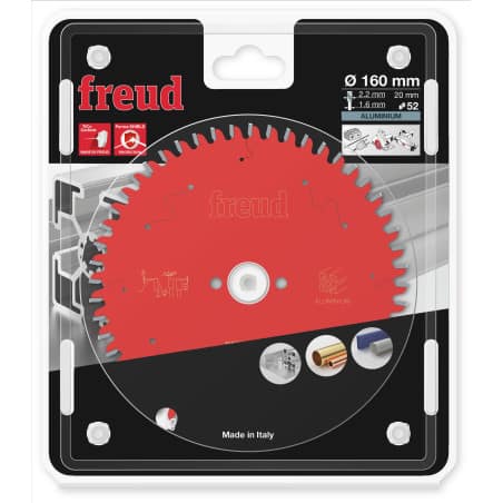 Lame alu / PVC Ø 160 mm - AL 20 mm - E 2,2/1,6 mm - 52 dents FREUD F03FS09808