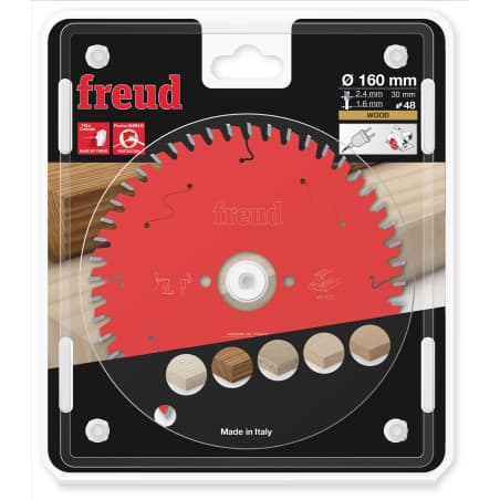 Lame bois Ø 160 mm - AL 30 mm - E 2,4/1,6 mm - 48 dents FREUD F03FS09685