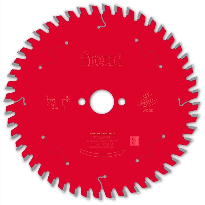 Lame bois Ø 160 mm - AL 20 mm - E 2,4/1,6 mm - 48 dents FREUD F03FS09683