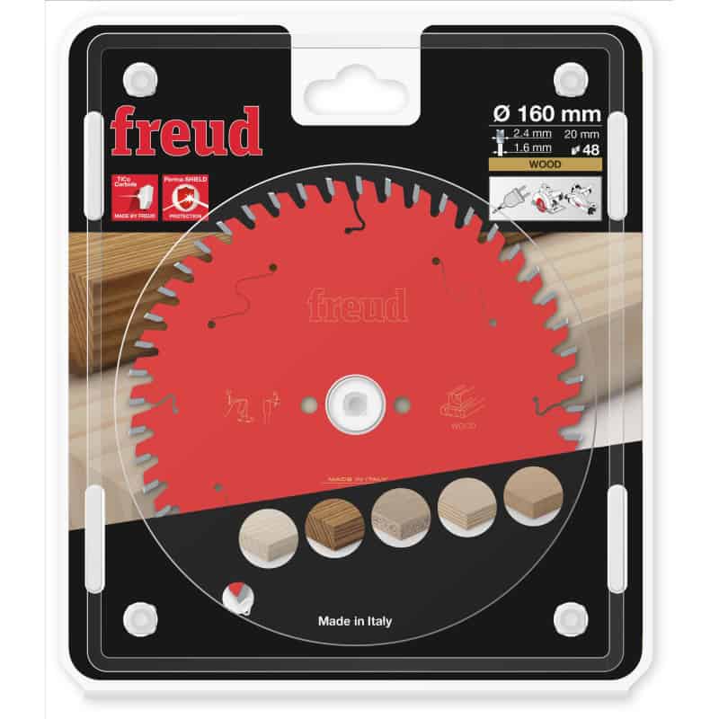 Lame bois Ø 160 mm - AL 20 mm - E 2,4/1,6 mm - 48 dents FREUD F03FS09683
