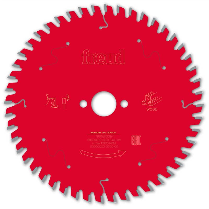 Lame bois Ø 160 mm - AL 20 mm - E 1,8/1,3 mm - 48 dents FREUD F03FS09677