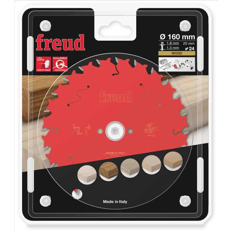 Lame bois Ø 160 mm - AL 20 mm - E 1,8/1,3 mm - 24 dents FREUD F03FS09675