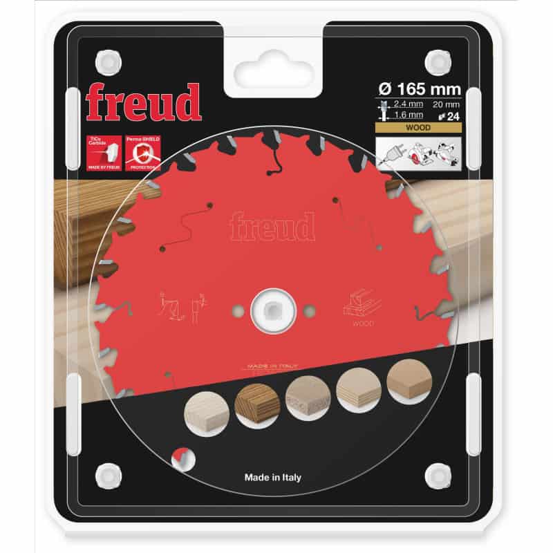 Lame bois Ø 165 mm - AL Ø 20 mm - 24 dents - E 2,4/1,6 mm - FREUD F03FS09688