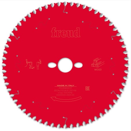 Lame bois - Ø 254 mm - AL 30 mm - E 2,6/1,6 mm - 60 dents FREUD F03FS09780