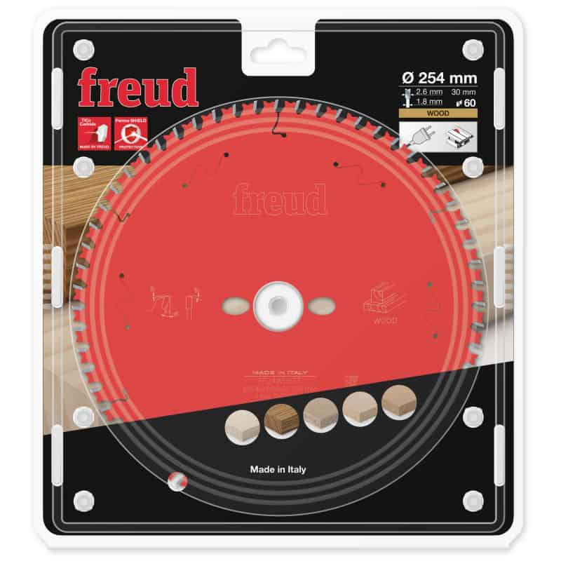 Lame bois - Ø 254 mm - AL 30 mm - E 2,6/1,6 mm - 60 dents FREUD F03FS09780