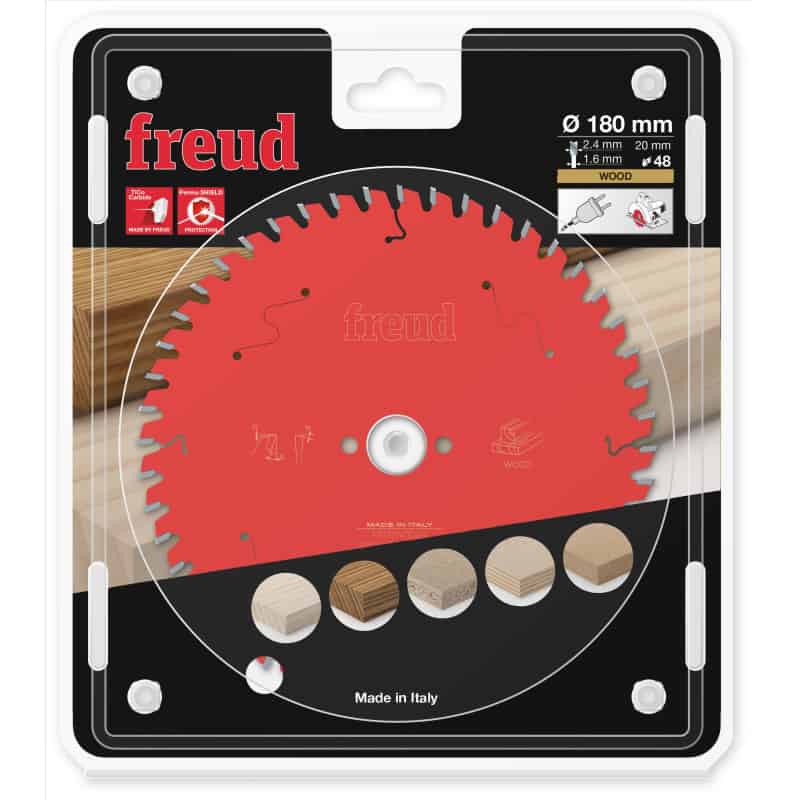 Lame bois Ø 180 mm - AL 20 mm - E 2,4/1,6 mm - 48 dents FREUD F03FS09697