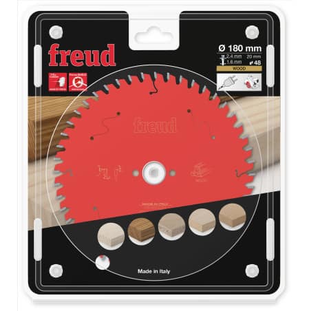 Lame bois Ø 180 mm - AL 20 mm - E 2,4/1,6 mm - 48 dents FREUD F03FS09697