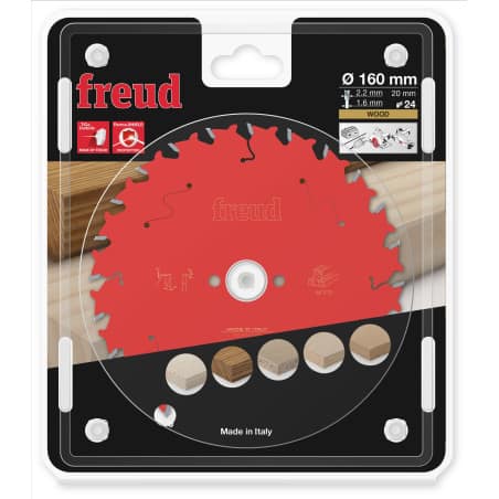 Lame bois pour scie circulaire - Ø 160 mm - AL 20 mm - 24 dents - E 1,6/2,2 mm FREUD F03FS09678