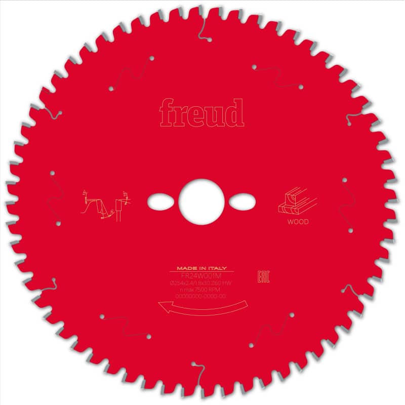 Lame bois - Ø 254 mm - AL 30 mm - E 2,4/1,8 mm - 60 dents FREUD F03FS09755
