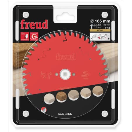 Lame bois Ø 165 mm - AL 20 mm - E 2,4/1,6 mm - 48 dents FREUD F03FS09690