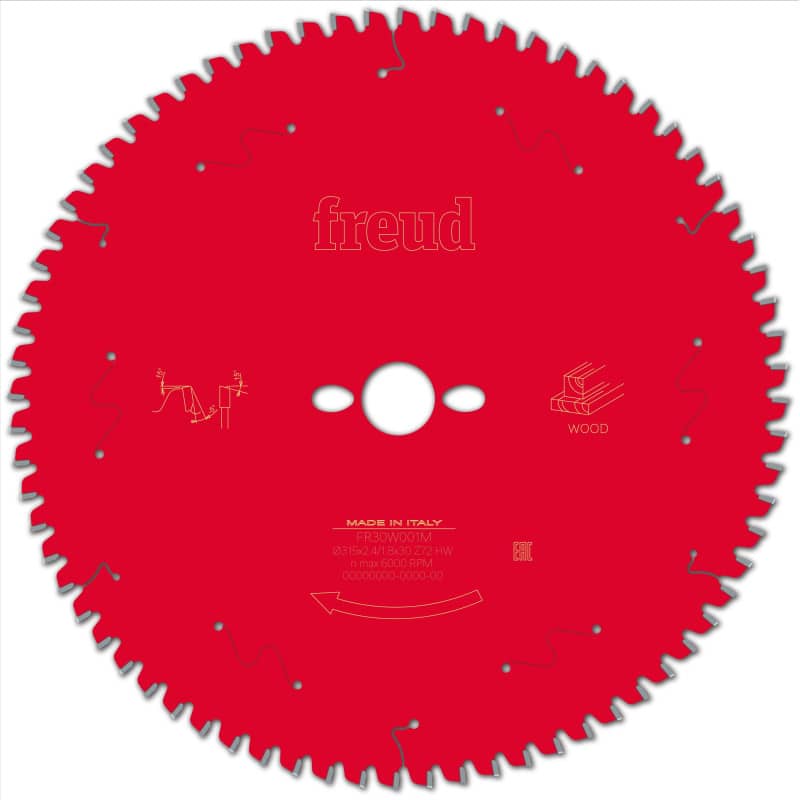 Lame bois Ø 315 mm - AL 30 mm - 2,4/1,8 mm - 72 dents FREUD F03FS09766