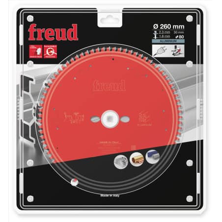 Lame alu / PVC Ø 260 mm - AL 30 mm - E 2,3/1,8 mm - 80 dents FREUD F03FS09827